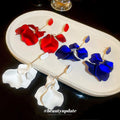 Petal Cascade Drop Earrings in White and Red Fashion Jewelry view 4