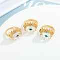 Gold Tone Faceted Crystal Evil Eye Adjustable Ring in Three Colors view 4