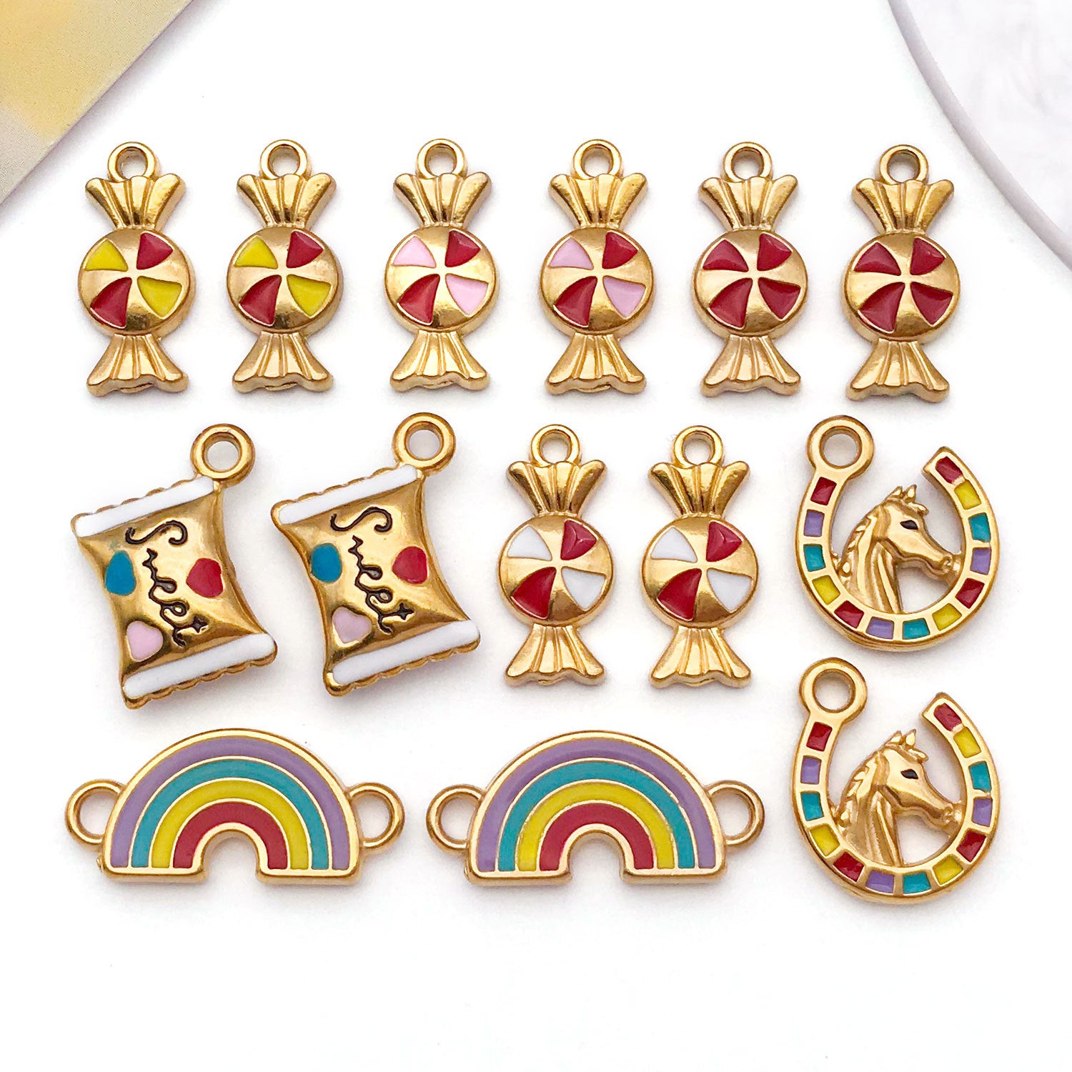 Enamel Stainless Steel Bow Candy Cowboy Horse Head Butterfly Charm Pendant for Necklace Keychain