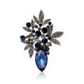 Leaf Cluster Crystal Brooch with Colored Teardrop Stone view 1