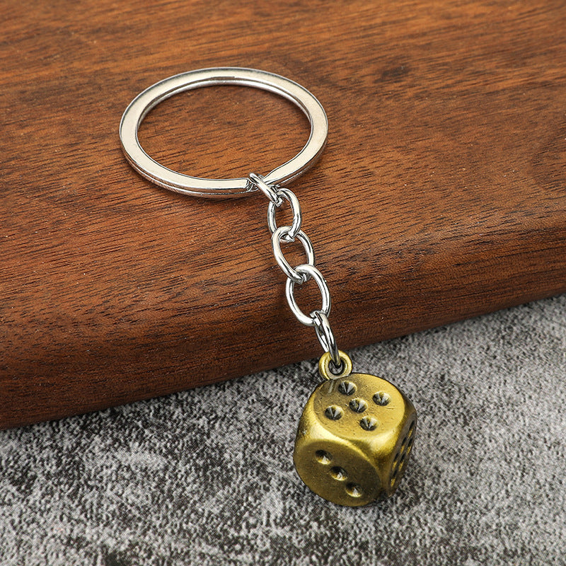 Dice and Mahjong Tile Metal Keychain Casino Game Style Charm