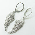 Silver Tone Crystal Feather Wing Drop Earrings Polished Jewelry Accessory view 2