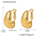 Textured Crescent Hoop Lever Back Earrings Gold Or Steel view 6