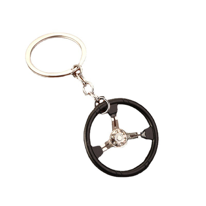Racing Steering Wheel Zinc Alloy Keychain Creative Model Accessory