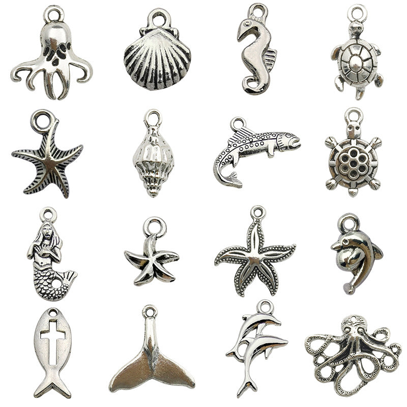 Zinc Alloy Ocean Seahorse Starfish Turtle Shell Charm Pendants for DIY Bracelet Necklace