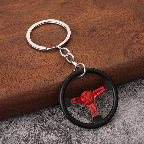 Racing Steering Wheel Zinc Alloy Keychain Car Accessory Gift