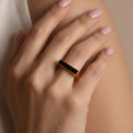 Square Black Acrylic Bar Geometric Ring Gold Steel Sizes view 2