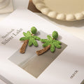 Nine Color Woven Palm Tree Novelty Statement Stud Earrings view 10