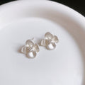 Four Petal Flower Stud Earrings in Gold and White, Two Styles view 7