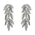 Silver Crystal Pave Leaf Cascade Drop Earrings Pair view 5