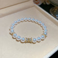 Pearl Stretch Bracelets Crystal Bow Spacer Three Colors view 6