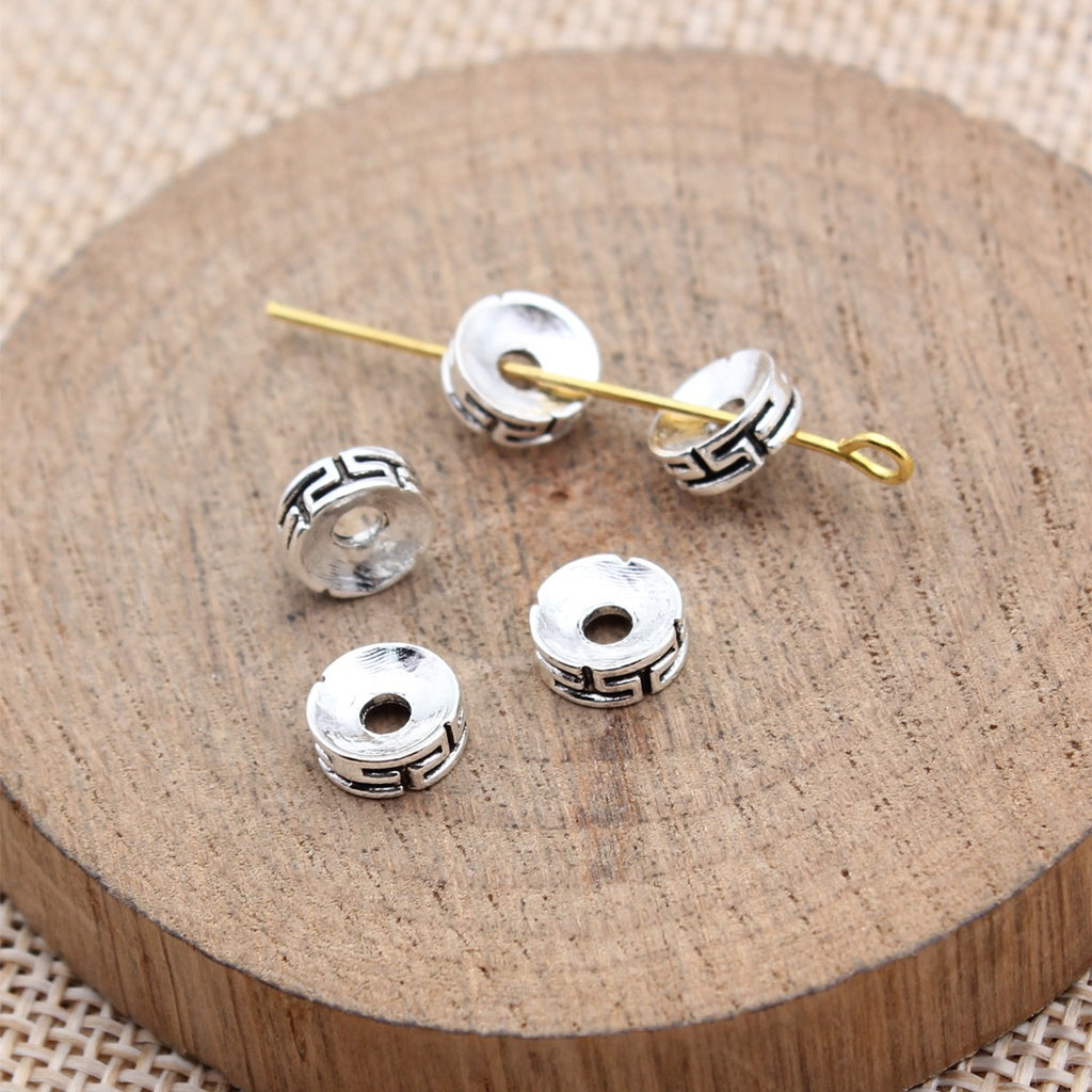 7.3x7.3x2.8mm 0.42g Multicolor Zinc Alloy Greek Key Pattern Small Hole Spacer Beads for DIY Bracelet Making