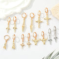 Gold and Silver Tone Symbol and Weapon Huggie Drop Earrings view 1