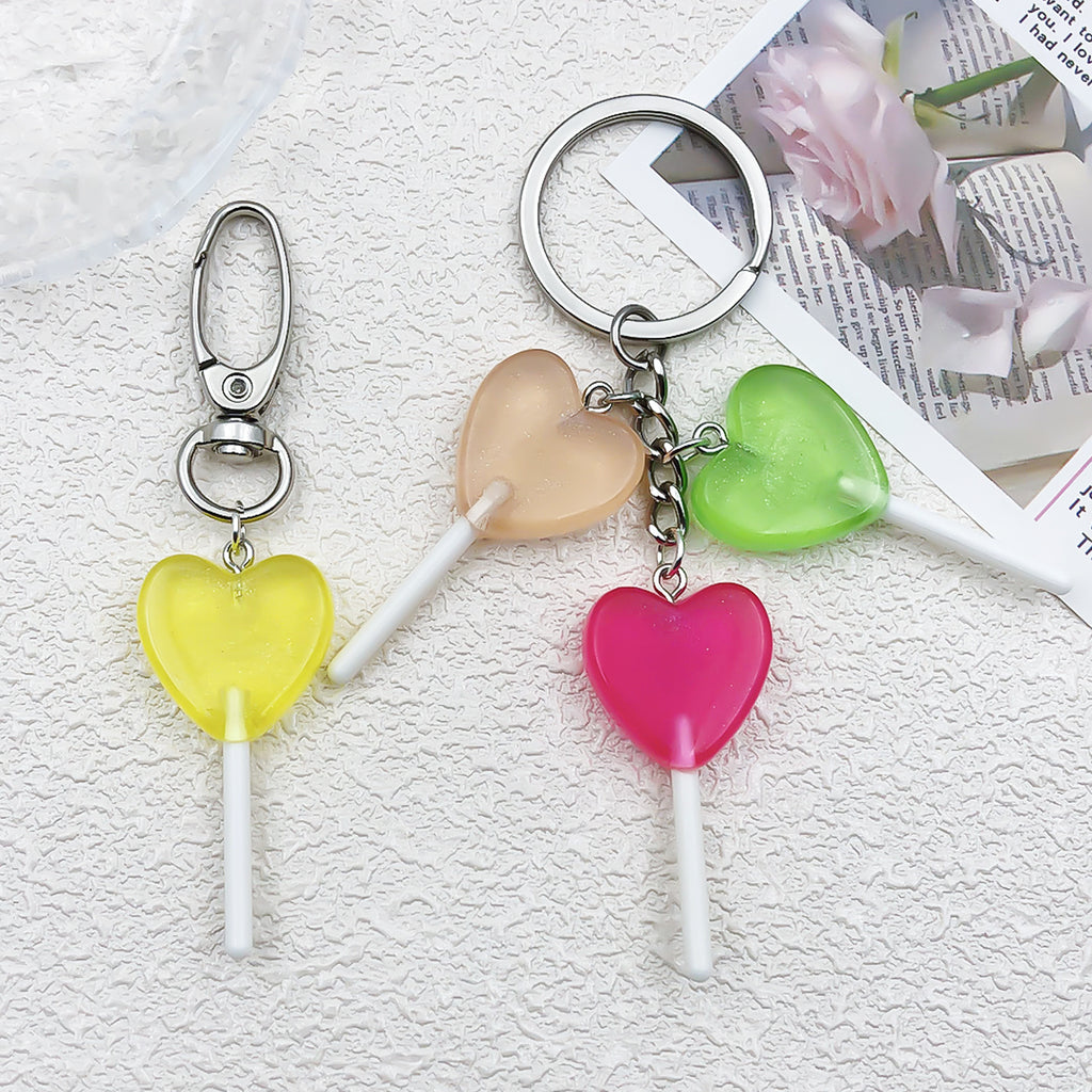 Resin 3D Heart Lollipop charm pendant for DIY keychain bag charm jewelry making