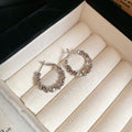 Gold And Silver Tone Textured Open Hoop Stud Earrings view 7