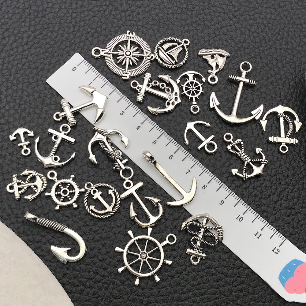 Vintage Zinc Alloy Anchor Ship Wheel Ocean Charm Pendants for DIY Bracelet Jewelry Making