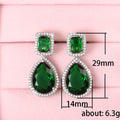 Green Emerald Cut and Pear Halo Crystal Drop Earrings view 5