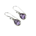Purple Teardrop Bezel Hook Drop Earrings Gold White Metal view 5