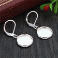 Silver Tone Round Leverback Earring Bezel Tray Settings view 4