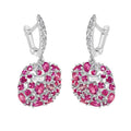 Pink Crystal Ball Leverback Earrings Metal Jewelry Design view 4