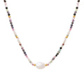 Multicolor Natural Stone Bead Freshwater Pearl Necklace view 5