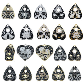 Black Celestial and Mystical Planchette Charms in 12 Options