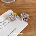 Silver Tone Multicolor Branch Cluster Stud Earrings view 4