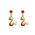 Gold-Tone Red Crystal Stud Snake Charm Drop Earrings view 5
