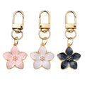 Gold Enamel Cherry Blossom Keychain Pink White Black view 5