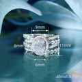 Silver Tone Oval Halo Multi-Band Clear Ring Sizes 6-10 view 4