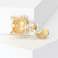Cartoon Cat Brooch Silver and Gold Black Pearl Body view 3
