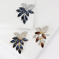 Marquise Crystal Leaf Brooch Rhinestone Accents Three Styles view 1