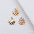 Gold Tone Daisy Enamel Charms in Three Petal Colors view 4