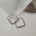 Silver Tone Large Square Geometric Hoop Earrings For Women view 3