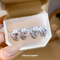 Crystal Flower Cluster Stud Earrings in White or Pink view 2