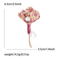 Gold Enamel Flower Brooch Pearl Drop Clear Rhinestone Pin view 6