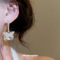 Gold Tone Square Crystal Bow Drop Earrings Metal Tone Jewelry view 3
