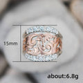 Two-Tone Filigree Wide Band Ring Rose Gold Silver Stones view 4