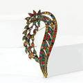 Curved Feather Crystal Brooch in Dark and Multicolor Styles view 3