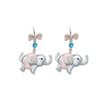 Pastel Elephant Stud Earrings With Bow and Blue Stone Accents view 5