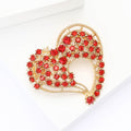 Interlocking Double Heart Crystal Brooch in Red And Gold view 3