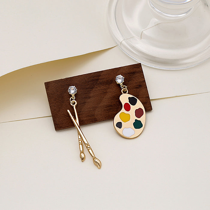 Seven Painter Palette Earring Clip and Necklace Options