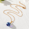 Gold Tone Spotted Glass Evil Eye Pendant Necklaces in Five Colors view 4