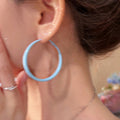 Color Coated Large Hoop Earrings in Six Colors for Women view 11