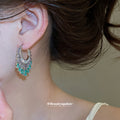 Crystal Teardrop Fringe Hoop Earrings in Two Metal Tones view 4