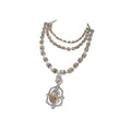 Silver Multi Layer Crystal Necklace Teardrop Pendant view 5