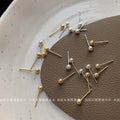 Gold Frosted Sand Texture Mini Ball Stud Earrings Pair view 2