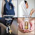 White Cross Bead Keychain With Gold-Tone Split Ring view 4