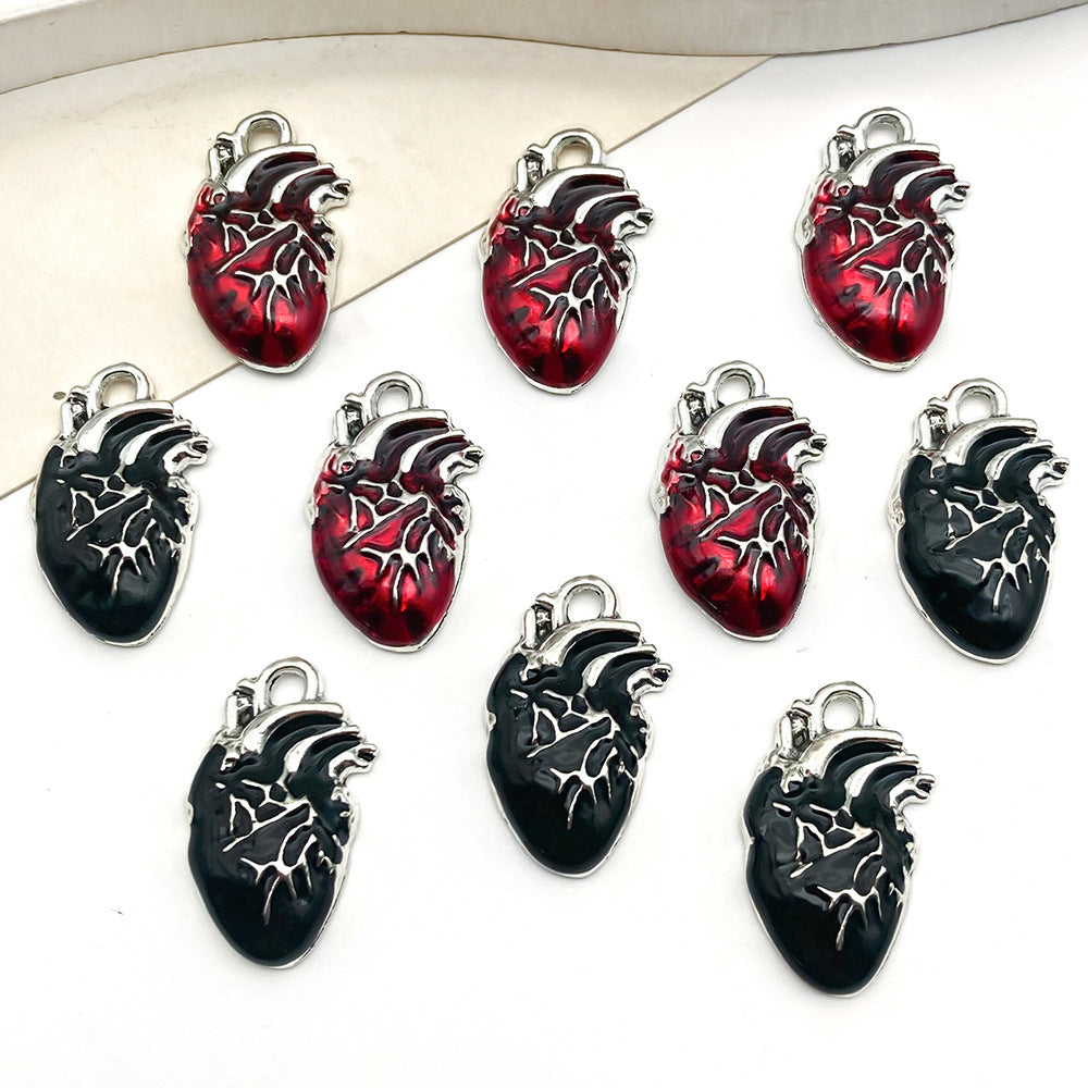 Enamel Zinc Alloy Human Heart Charm Pendant for DIY Necklace Earring Jewelry Accessories