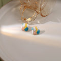 Multicolor Enamel Teardrop Stud Earrings Pastel Mosaic view 2